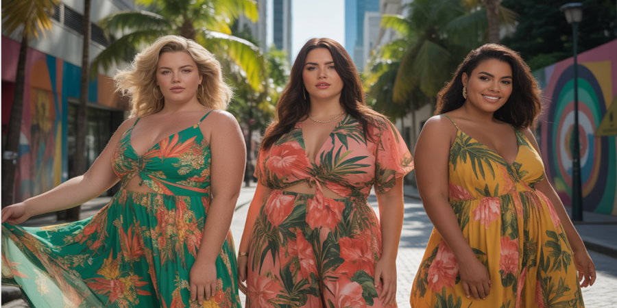 Cores vibrantes, tecidos leves e modelagens inteligentes definem os vestidos plus size que são tendência no verão brasileiro.